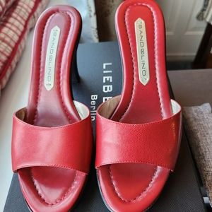 Bandolino women's red mules, Size 7